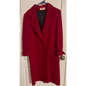 Cassidy VTG Red Women’s Hand Tailored Pure Wool Solid Red Lined Long Coat Sz 12